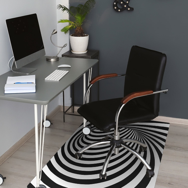Alfombra silla escritorio Vórtice en blanco y negro