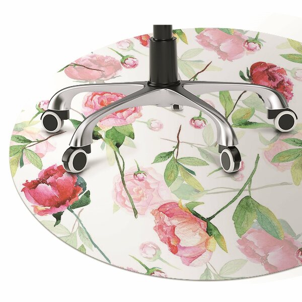 Alfombra silla ordenador Flores rojas