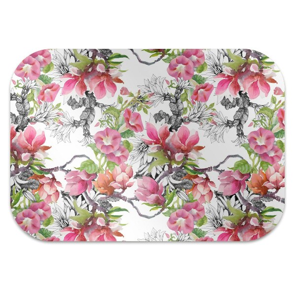 Alfombra silla ordenador Flores de acuarela
