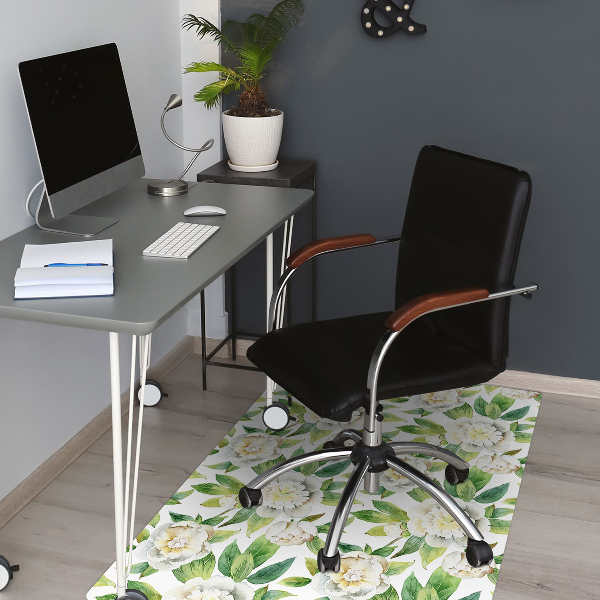 Alfombra silla ordenador Peonías