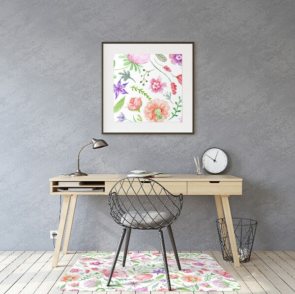 Alfombra silla escritorio Flores pintadas