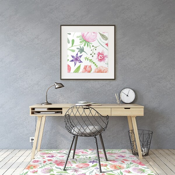 Alfombra silla escritorio Flores pintadas
