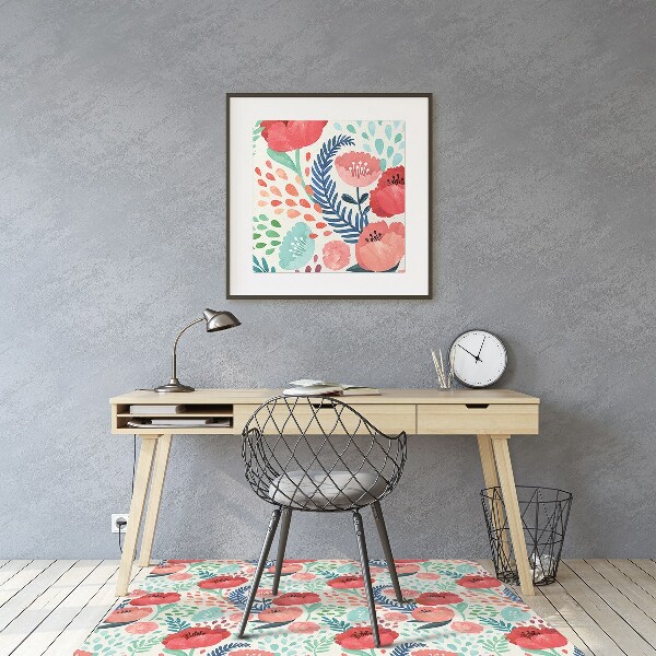 Alfombrilla para silla de escritorio Flor de semilla de amapola