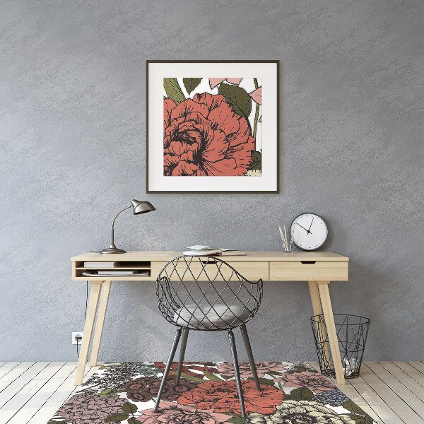 Alfombra para silla de escritorio Flores de otoño