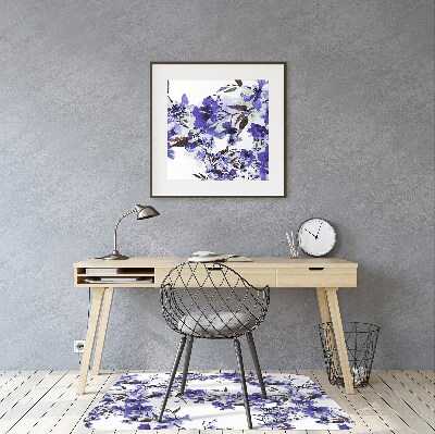 Alfombra silla ordenador Flores azules