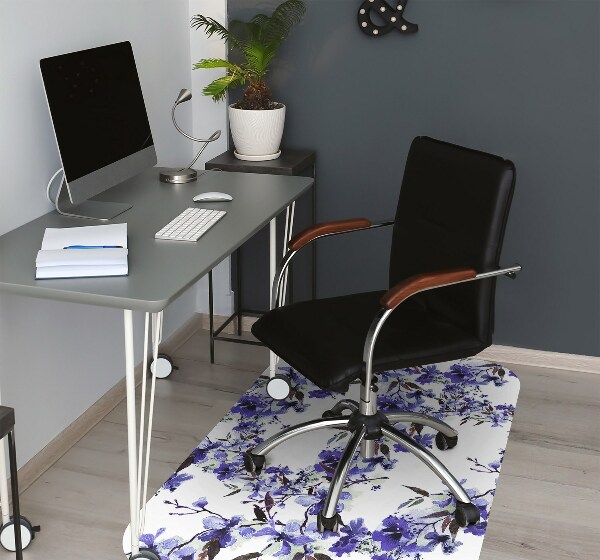 Alfombra silla ordenador Flores azules