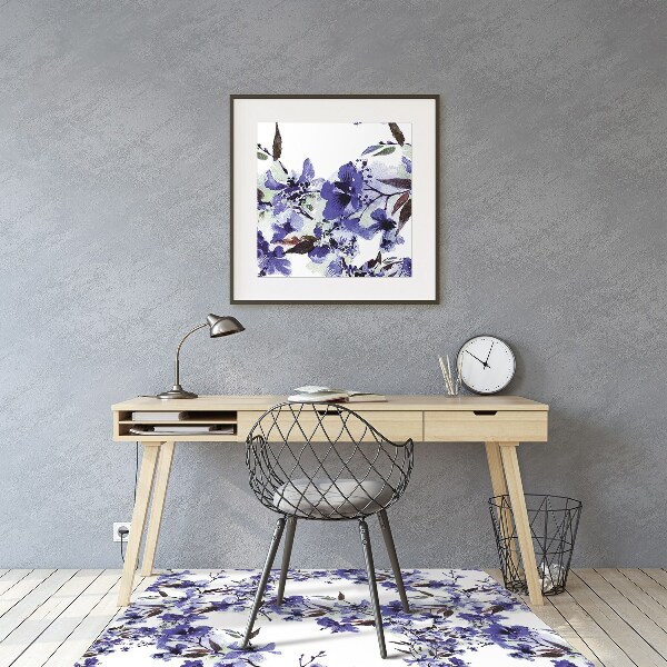 Alfombra silla ordenador Flores azules