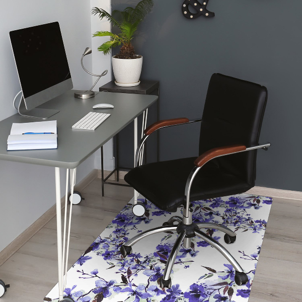 Alfombra silla ordenador Flores azules
