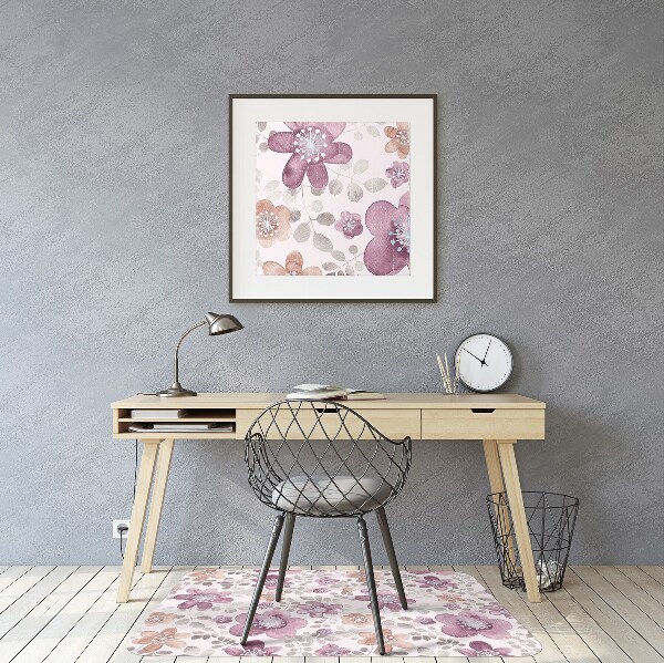 Alfombra para silla de escritorio Flores rosadas