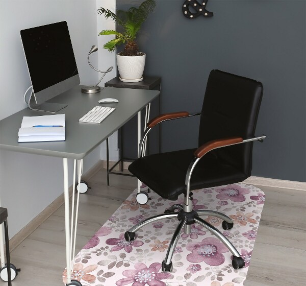 Alfombra para silla de escritorio Flores rosadas