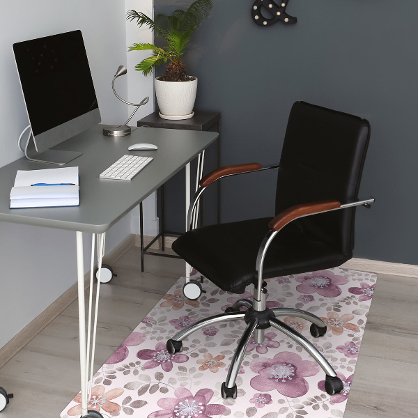 Alfombra para silla de escritorio Flores rosadas