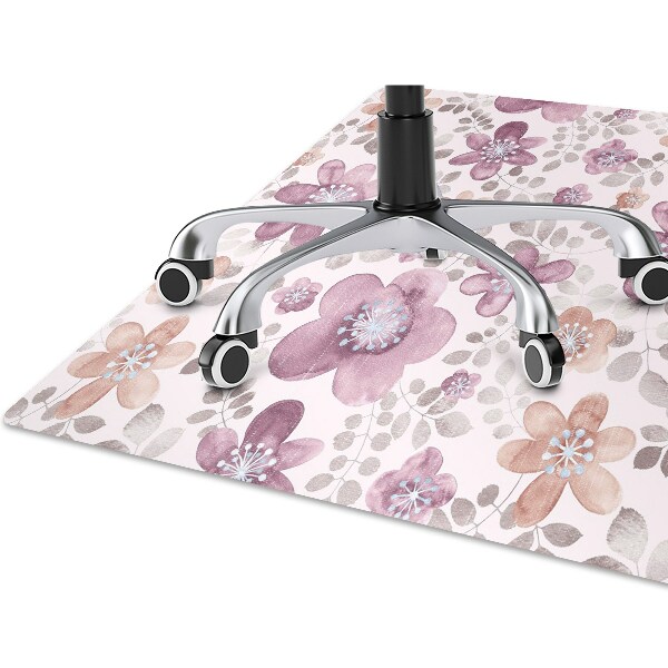 Alfombra para silla de escritorio Flores rosadas