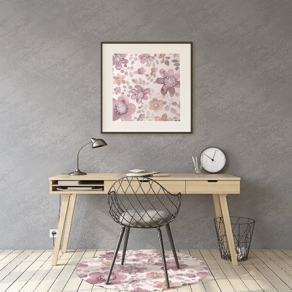 Alfombra para silla de escritorio Flores rosadas
