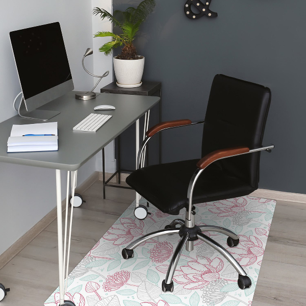 Alfombra para silla de escritorio Contornos de flores
