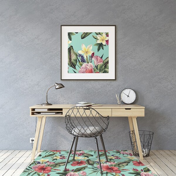 Alfombra silla escritorio Hojas y flores