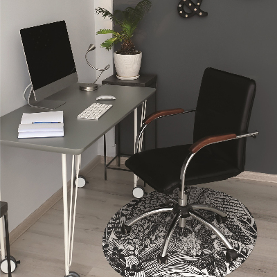 Alfombra para silla de escritorio Hojas en blanco y negro