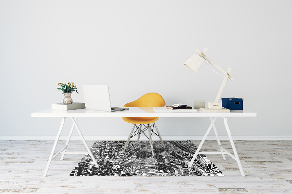 Alfombra para silla de escritorio Hojas en blanco y negro