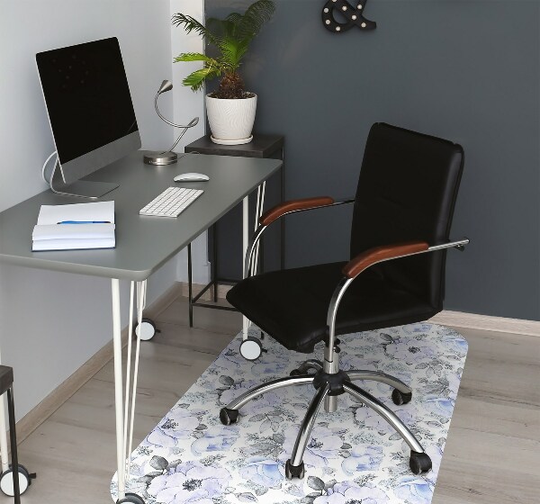 Alfombra para silla de escritorio Rosas azules
