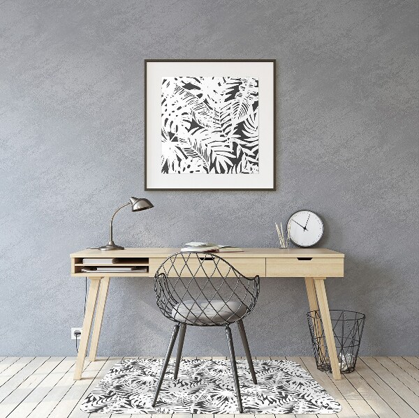 Alfombra para silla de escritorio Hojas en blanco y negro