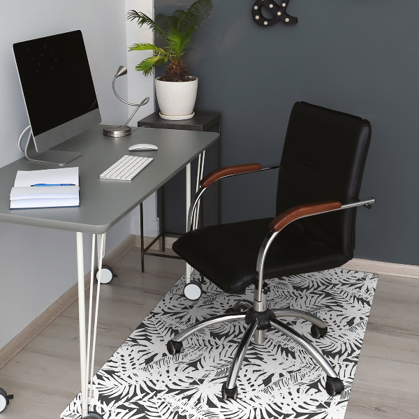 Alfombra para silla de escritorio Hojas en blanco y negro