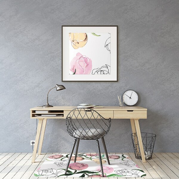 Alfombrilla para silla de escritorio Peonías