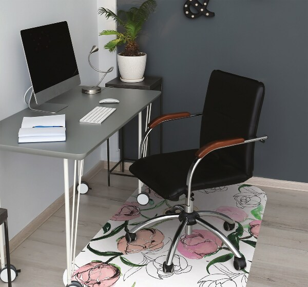 Alfombrilla para silla de escritorio Peonías