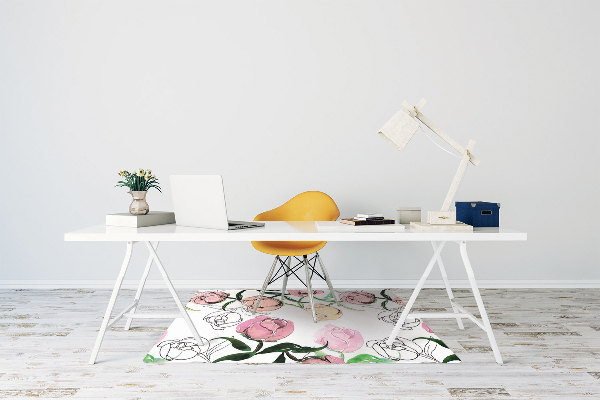 Alfombrilla para silla de escritorio Peonías