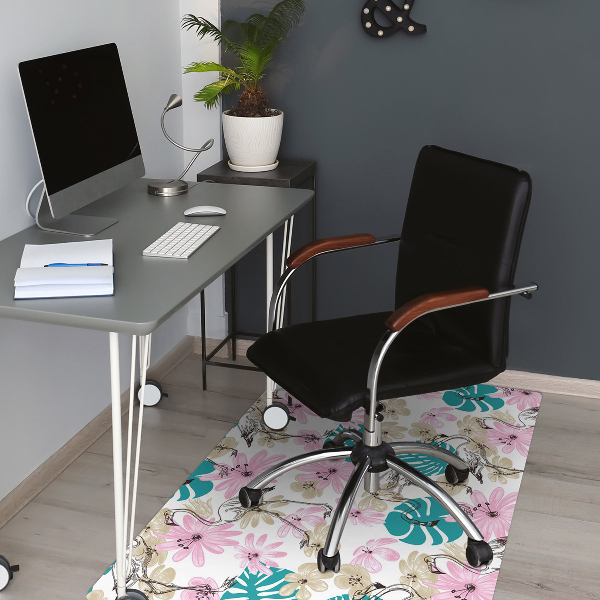 Alfombra para silla de escritorio Flamencos pintados