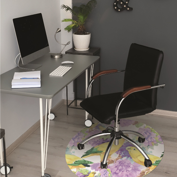 Alfombra para silla de escritorio Loros amarillos