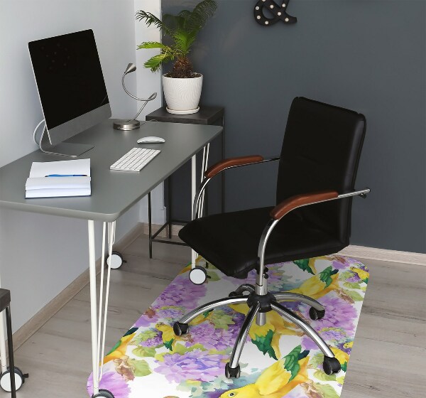 Alfombra para silla de escritorio Loros amarillos