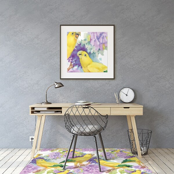 Alfombra para silla de escritorio Loros amarillos