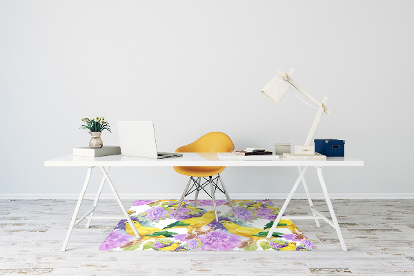 Alfombra para silla de escritorio Loros amarillos
