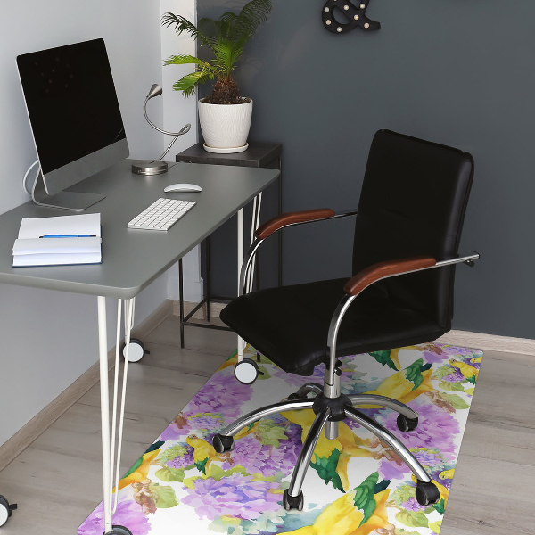 Alfombra para silla de escritorio Loros amarillos