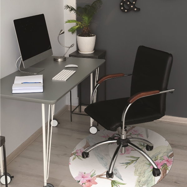 Alfombra para silla de escritorio Pavos reales blancos