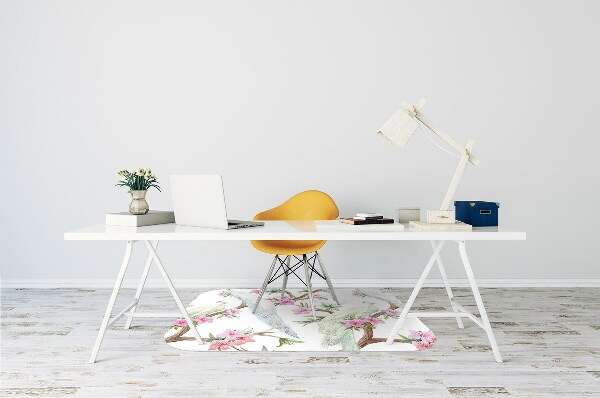 Alfombra para silla de escritorio Pavos reales blancos