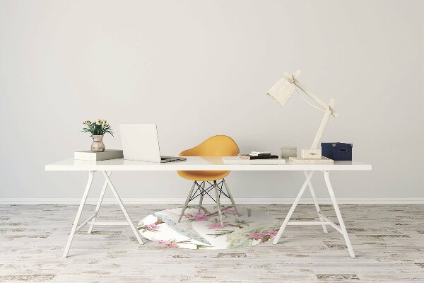 Alfombra para silla de escritorio Pavos reales blancos