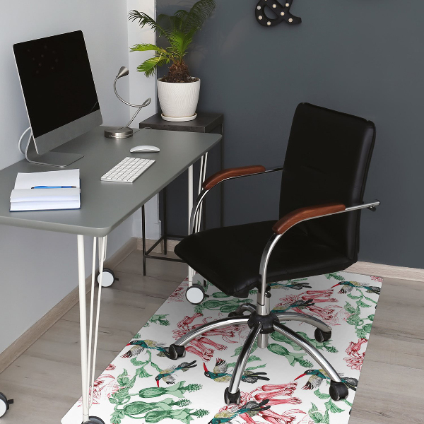 Alfombra para silla de escritorio Hierbas y pájaros