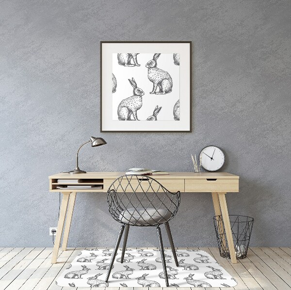 Alfombra para silla de escritorio Conejos blancos
