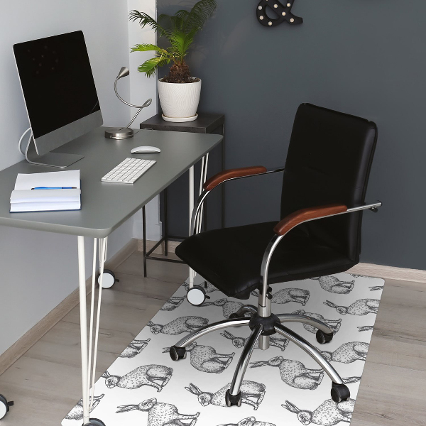 Alfombra para silla de escritorio Conejos blancos
