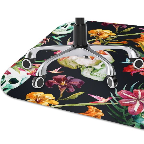 Alfombra para silla de escritorio Cráneos y flores