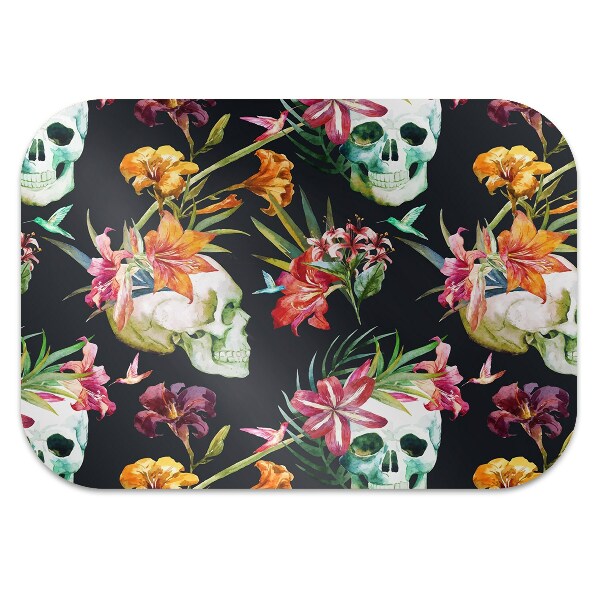 Alfombra para silla de escritorio Cráneos y flores