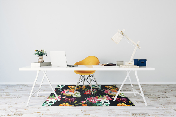 Alfombra para silla de escritorio Cráneos y flores