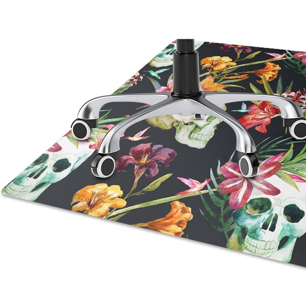 Alfombra para silla de escritorio Cráneos y flores