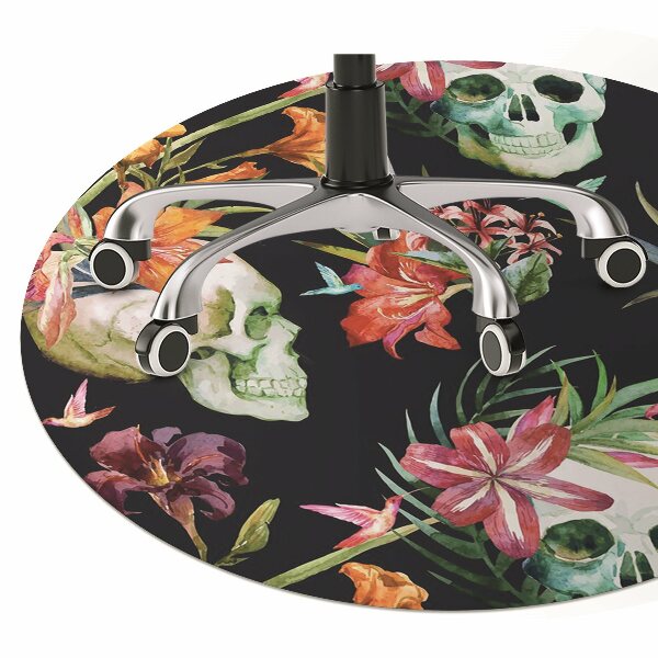 Alfombra para silla de escritorio Cráneos y flores
