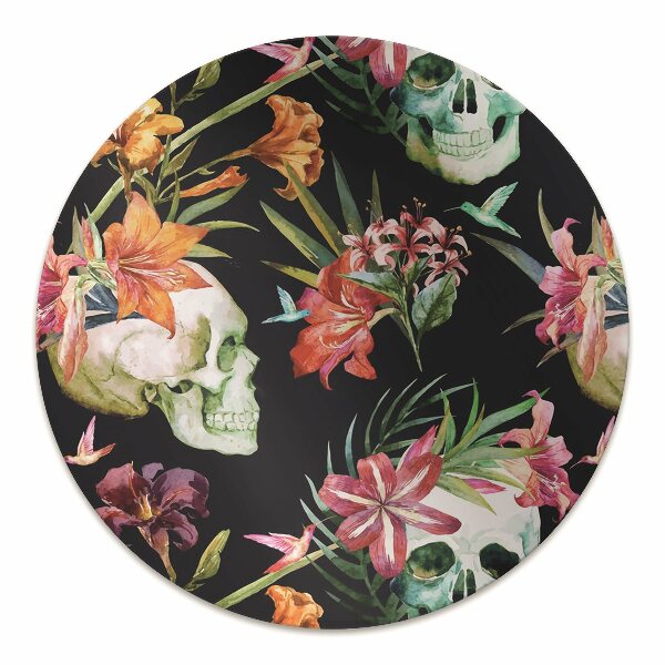 Alfombra para silla de escritorio Cráneos y flores