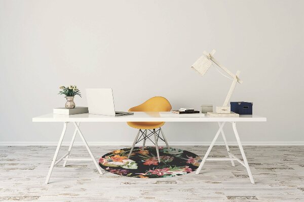 Alfombra para silla de escritorio Cráneos y flores