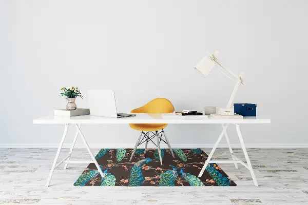 Alfombra para silla de oficina Pavo real en una rama