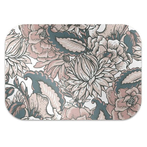 Alfombra silla ordenador Flores rosadas