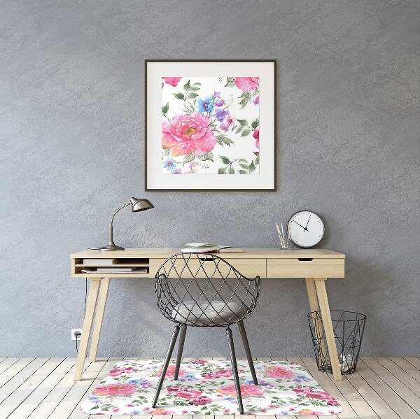 Alfombra para silla de escritorio Rosas estilo vintage