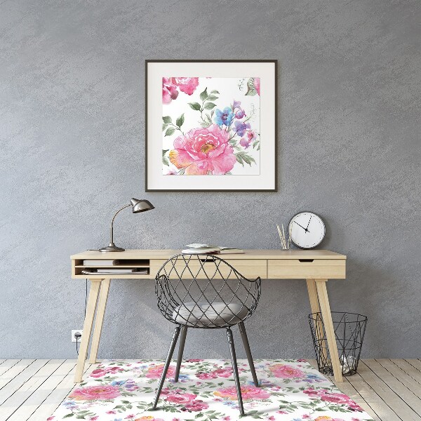 Alfombra para silla de escritorio Rosas estilo vintage